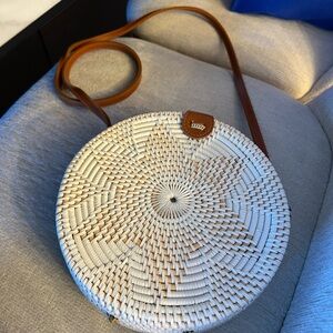 Ata Bali Crossbody - White Rattan Bag